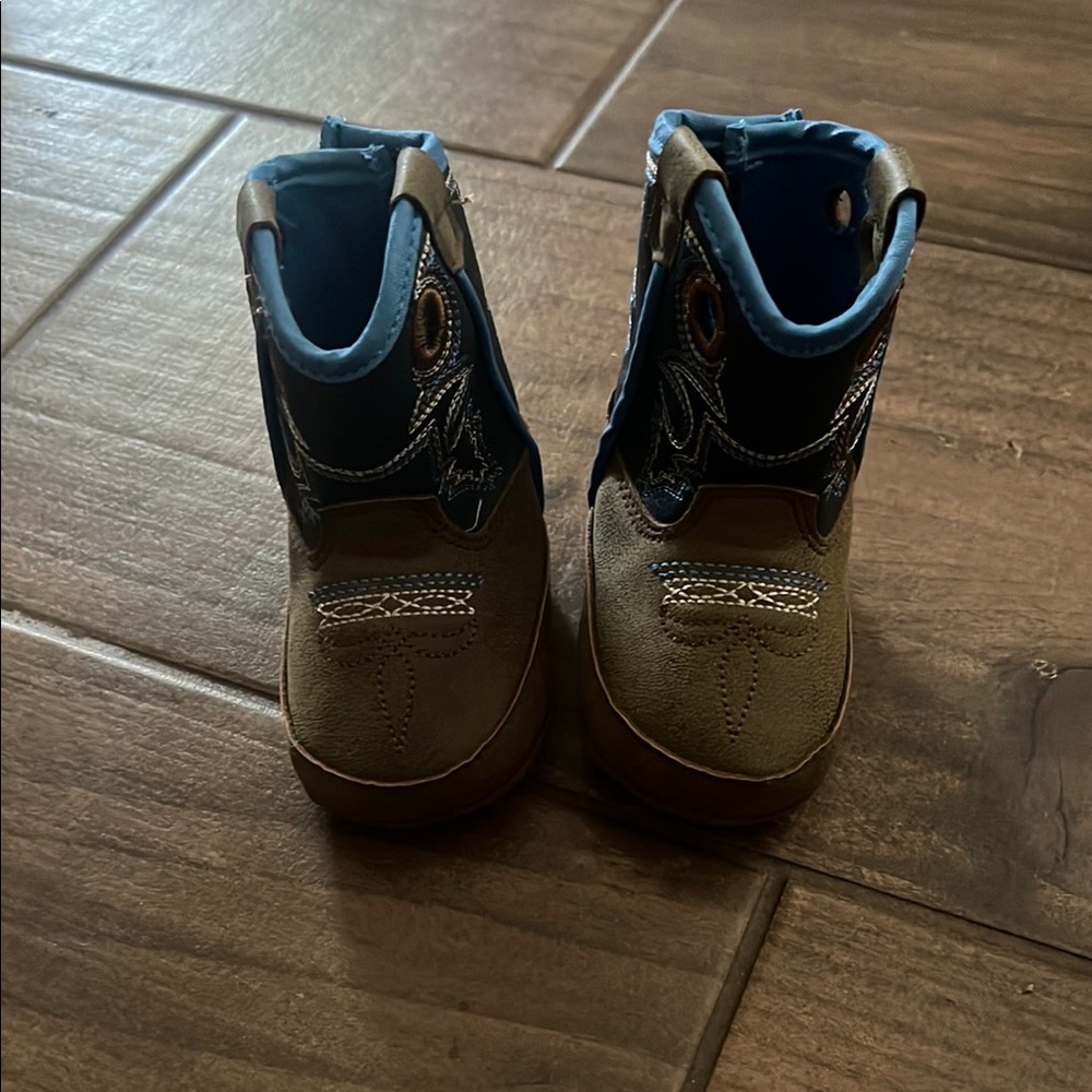 Twister Blue and Brown Baby Walker Shoes